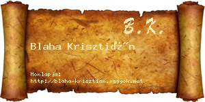 Blaha Krisztián névjegykártya
